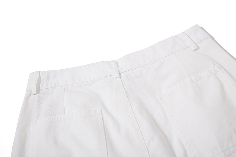 Yiaknis Wide-Leg Cropped Cargo Trousers, Lace-Up Legs, Off White and Black – photo 19