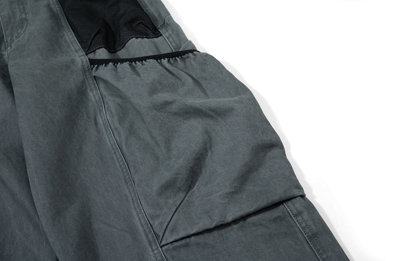 Yiaknis Wide-Leg Cargo Trousers with Mesh Pocket, Dark Grey and Blue – photo 19