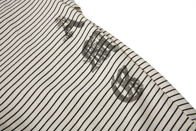 Yiaknis Striped Wide-Leg Trousers, Letter Print, Black and White Stripes – photo 19