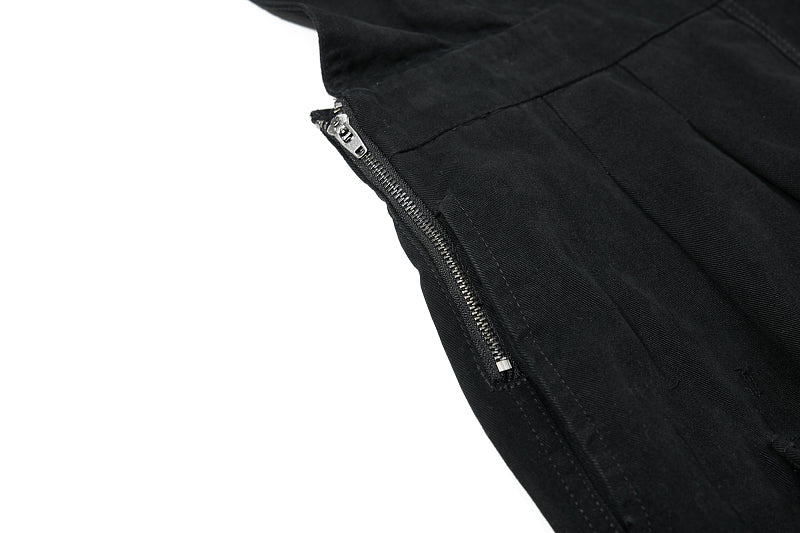 Yiaknis Wide-Leg Cropped Cargo Trousers, Zip Waistband, Black and Off White – photo 19