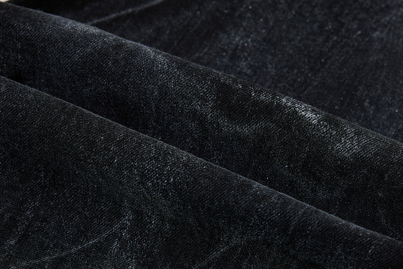 Yiaknis Black Washed Flared Jeans with Leg Studs