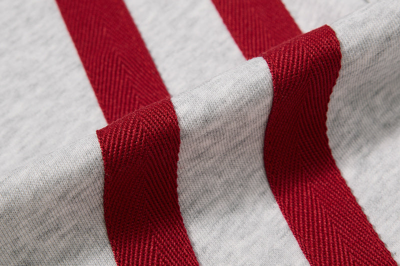 Yiaknis Wide-Leg Sweatpants, Red Side Stripes, Light Grey and Black
