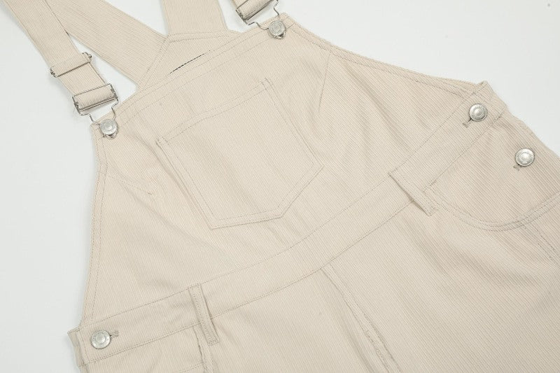 Yiaknis Wide-Leg Overalls with Crossed Back Straps - Dusty Pink, Cream