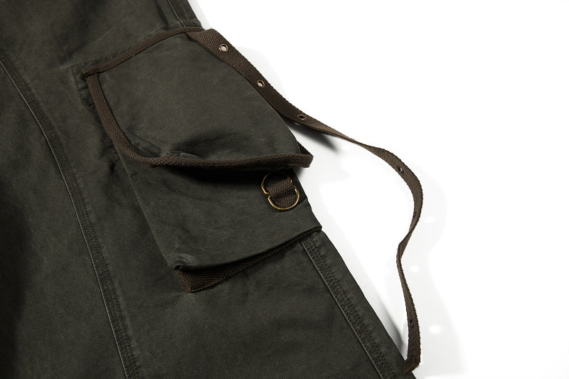 Yiaknis Wide-Leg Cargo Trousers, Pocket Straps, Dark Green and Khaki – photo 19