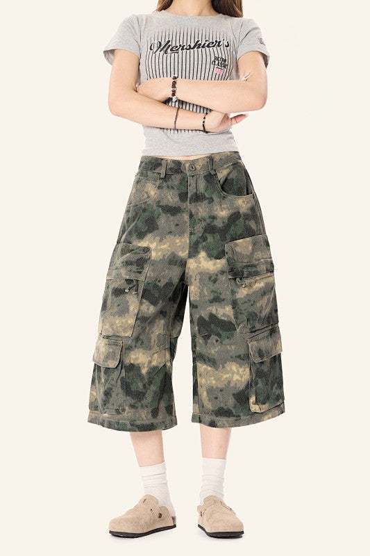 Yiaknis Camouflage Wide-Leg Cargo Capri Pants – photo 19