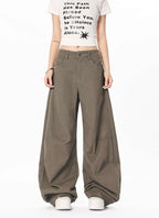 Yiaknis Wide-Leg Trousers with Button Fly and Side Pockets, Khaki and Black – photo 19