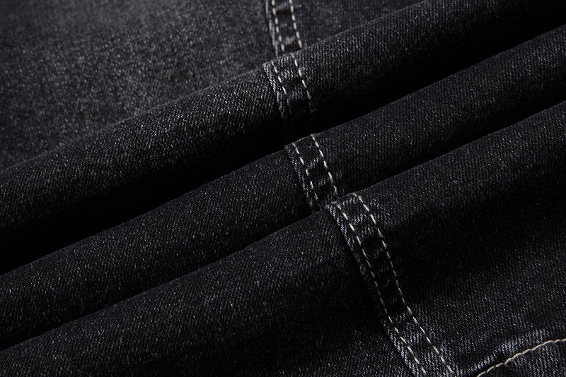 Yiaknis Black Washed Curved-Leg Jeans with Lace-Up Sides, Black