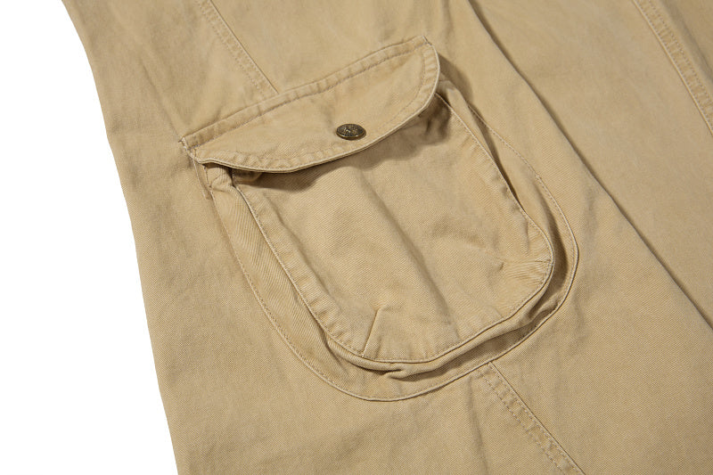 Yiaknis Khaki and Dark Grey Wide-Leg Cargo Trousers with Back Flap Pockets – photo 20