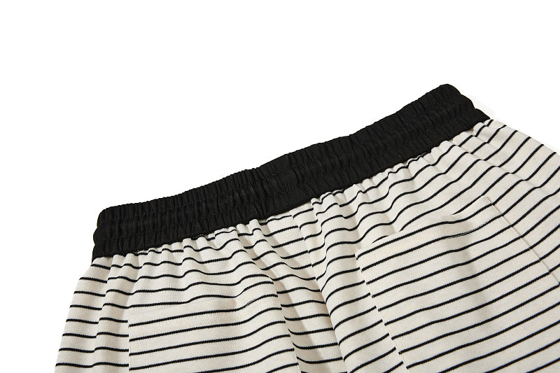 Yiaknis Striped Wide-Leg Trousers, Letter Print, Black and White Stripes – photo 20