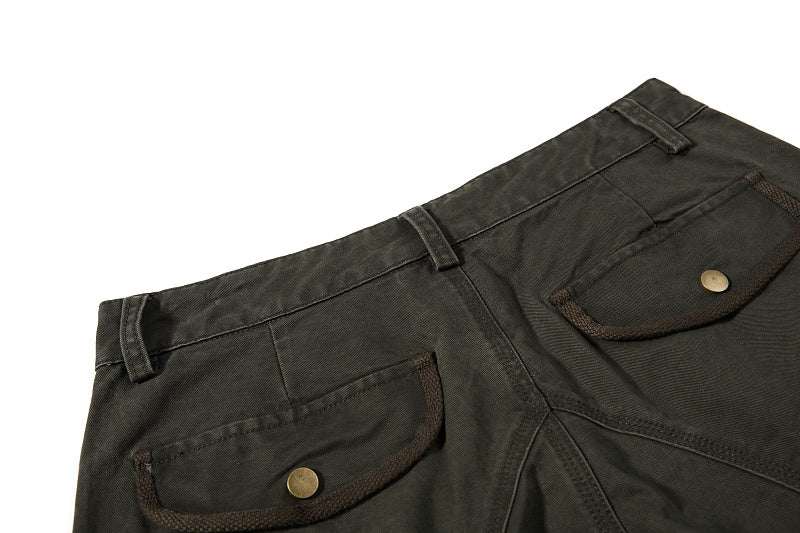 Yiaknis Wide-Leg Cargo Trousers, Pocket Straps, Dark Green and Khaki – photo 20