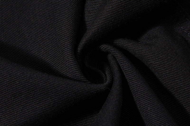 Yiaknis Black Flared Jeans with Buckle Leg Straps