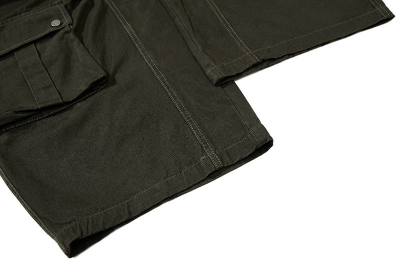 Yiaknis Wide-Leg Cargo Trousers, Snap Pockets, Dark Green and Black – photo 20