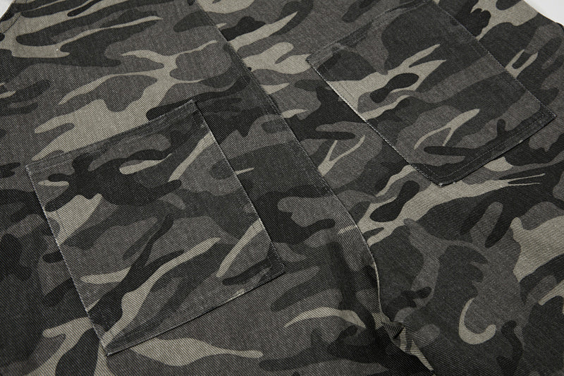 Yiaknis Camouflage Wide-Leg Overalls with Cargo Pockets