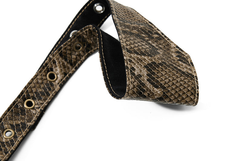 Yiaknis Black Washed Flared Jeans with Snake-Print Belt