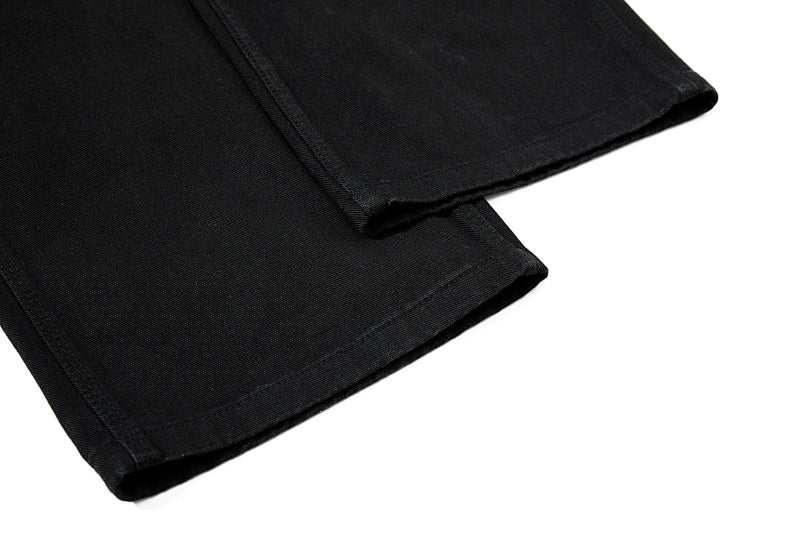 Yiaknis Wide-Leg Denim Overalls, Bib and Cargo Pockets, Dark Blue and Black – photo 20