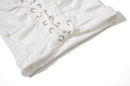 Yiaknis Wide-Leg Cropped Cargo Trousers, Lace-Up Legs, Off White and Black – photo 20