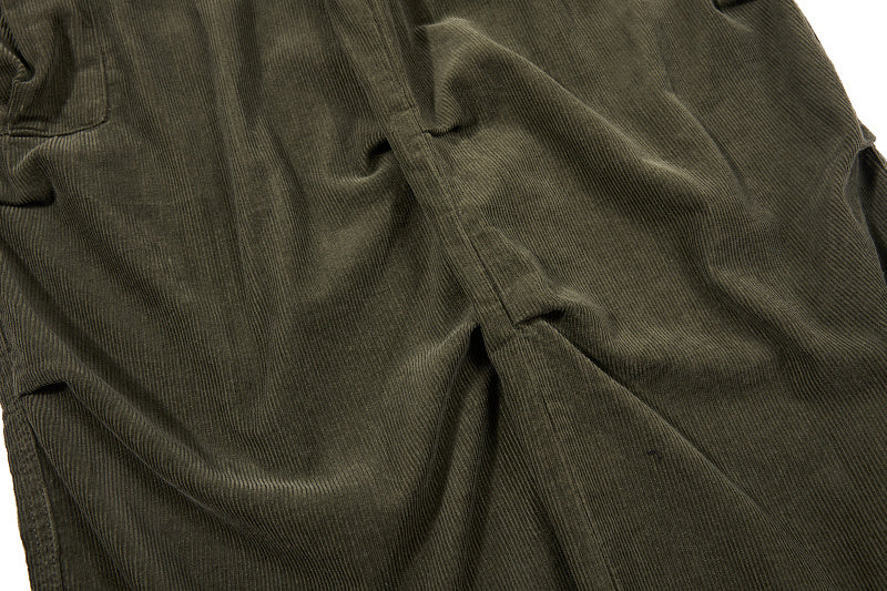 Yiaknis Corduroy Overalls with Adjustable Straps - Army Green, Black