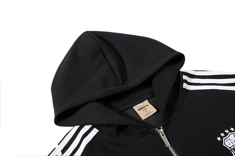 Yiaknis Zip-Up Hoodie and Sweatpants Set, 23 Print, Light Grey and Black