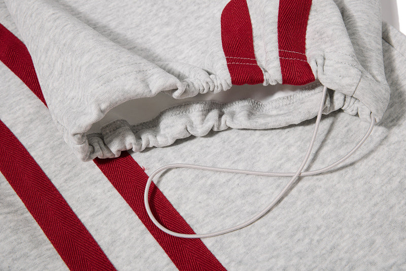 Yiaknis Wide-Leg Sweatpants, Red Side Stripes, Light Grey and Black