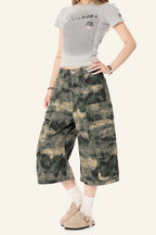 Yiaknis Camouflage Wide-Leg Cargo Capri Pants – photo 21