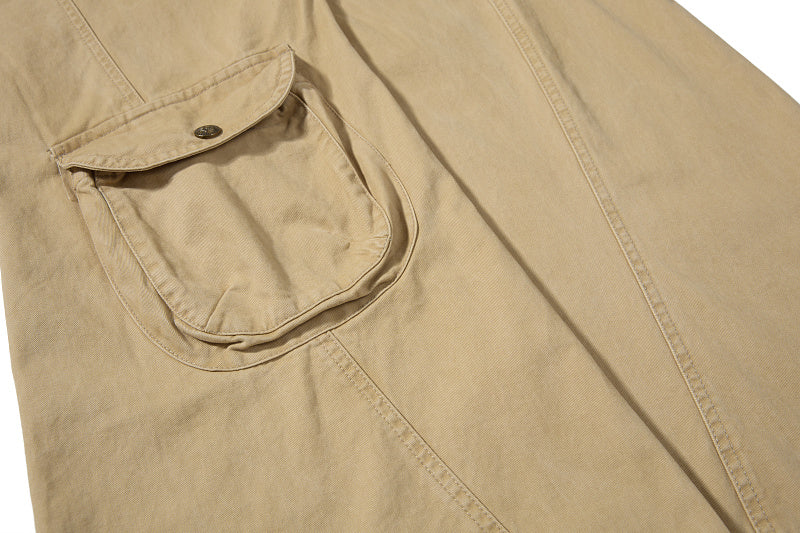 Yiaknis Khaki and Dark Grey Wide-Leg Cargo Trousers with Back Flap Pockets – photo 21