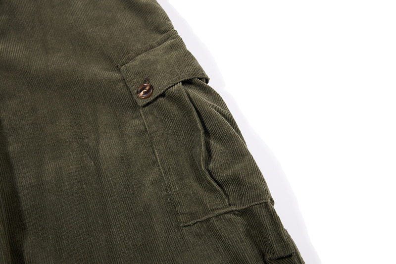 Yiaknis Corduroy Overalls with Adjustable Straps - Army Green, Black