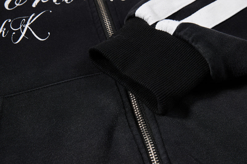 Yiaknis Zip-Up Hoodie and Sweatpants Set, Script Print, Blue and Black – photo 21