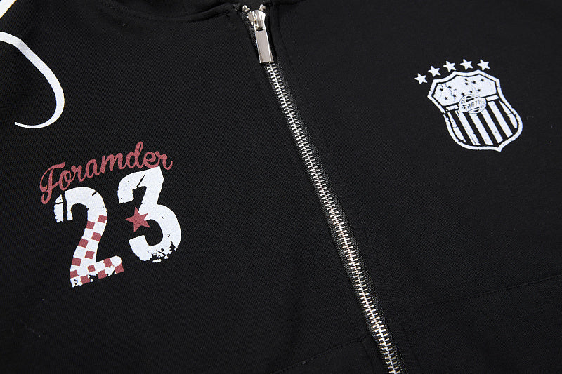 Yiaknis Zip-Up Hoodie and Sweatpants Set, 23 Print, Light Grey and Black
