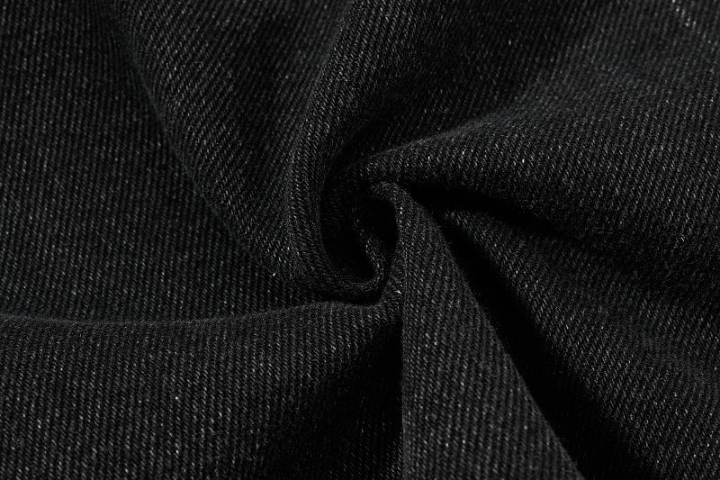 Yiaknis Black Flared Jeans with Studs and Lace-Up Panels