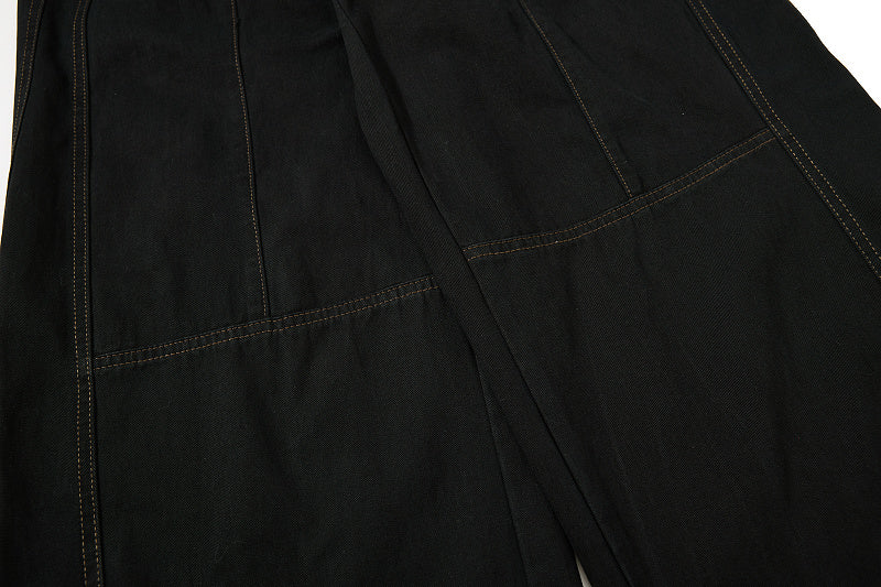Yiaknis Wide-Leg Trousers with Rope Front Lacing, Black and Beige – photo 21