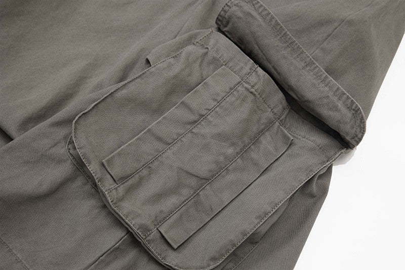 Yiaknis A-Line Cropped Trousers, Cargo Pockets, Grey and Light Grey