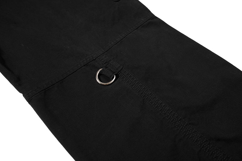Yiaknis Wide-Leg Cargo Trousers, D-Ring Pockets, Black and Dark Green – photo 21