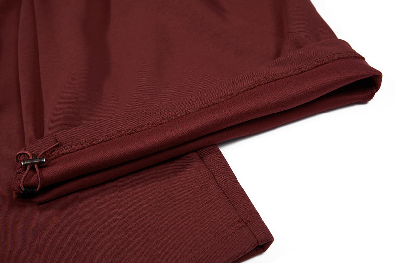 Yiaknis Wide-Leg Sweatpants, Letter Print, Burgundy and Black
