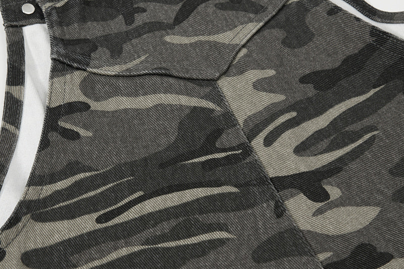 Yiaknis Camouflage Wide-Leg Overalls with Cargo Pockets