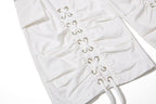 Yiaknis Wide-Leg Cropped Cargo Trousers, Lace-Up Legs, Off White and Black – photo 21