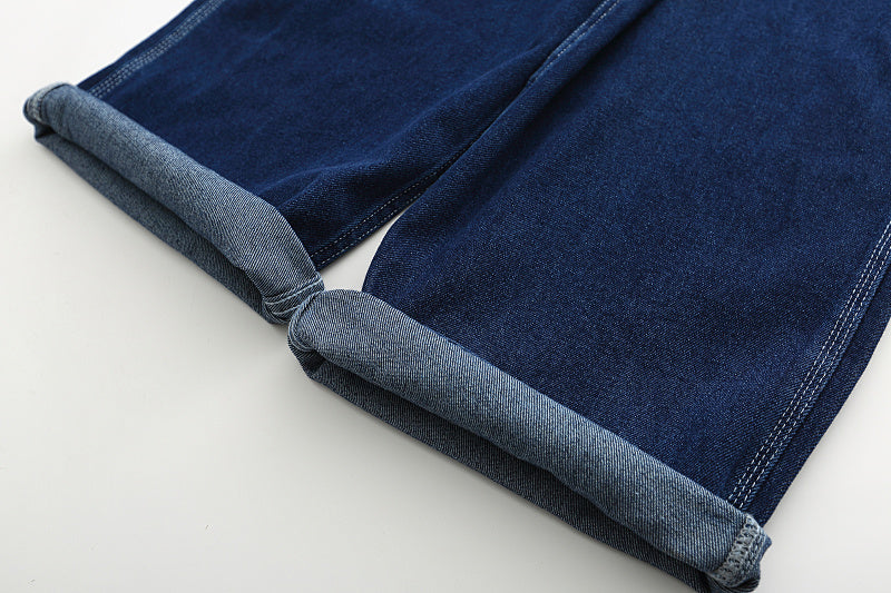 Yiaknis Wide-Leg Denim Overalls, Adjustable Straps, Blue and Black
