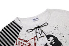 Yiaknis Graphic Raglan T-Shirt, Lace-Up Neck, Grey and White – photo 22
