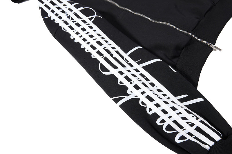 Yiaknis Zip-Up Hoodie and Sweatpants Set, 23 Print, Light Grey and Black