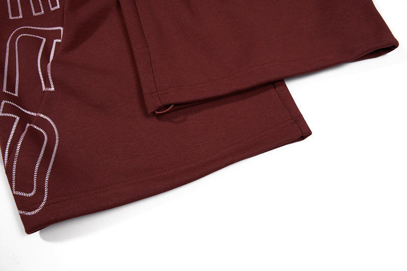 Yiaknis Wide-Leg Sweatpants, Letter Print, Burgundy and Black