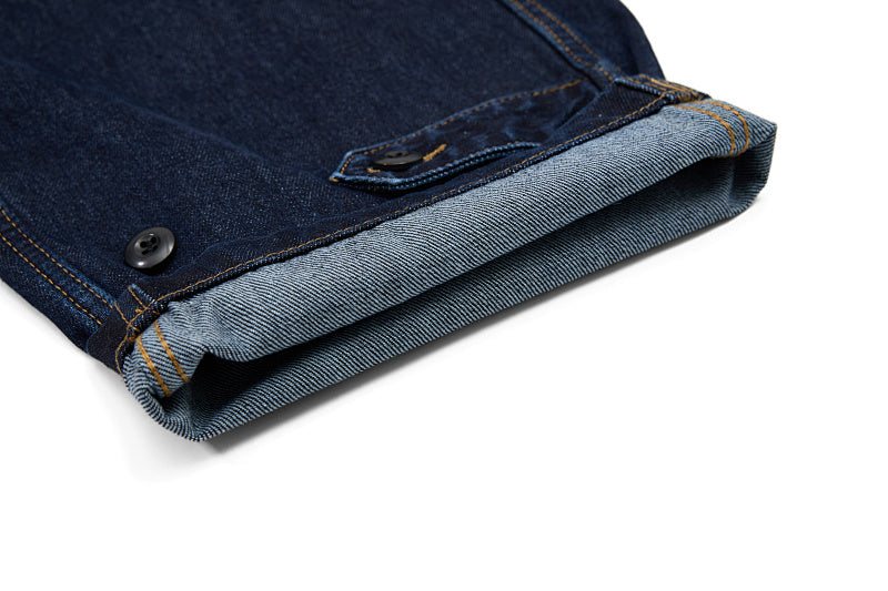 Yiaknis Dark Blue Denim Overalls with Zip and Cargo Pockets