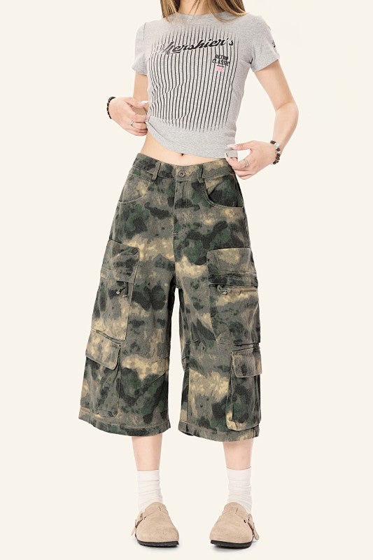 Yiaknis Camouflage Wide-Leg Cargo Capri Pants – photo 22