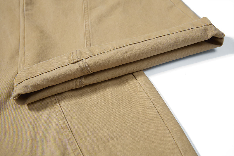 Yiaknis Khaki and Dark Grey Wide-Leg Cargo Trousers with Back Flap Pockets – photo 22
