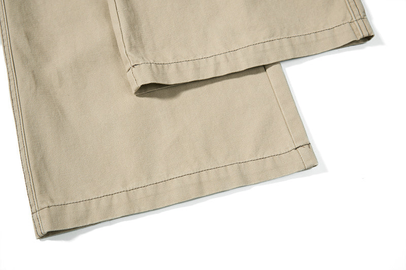 Yiaknis Khaki and Dark Grey Wide-Leg Cargo Trousers with Elastic Back Waist – photo 22