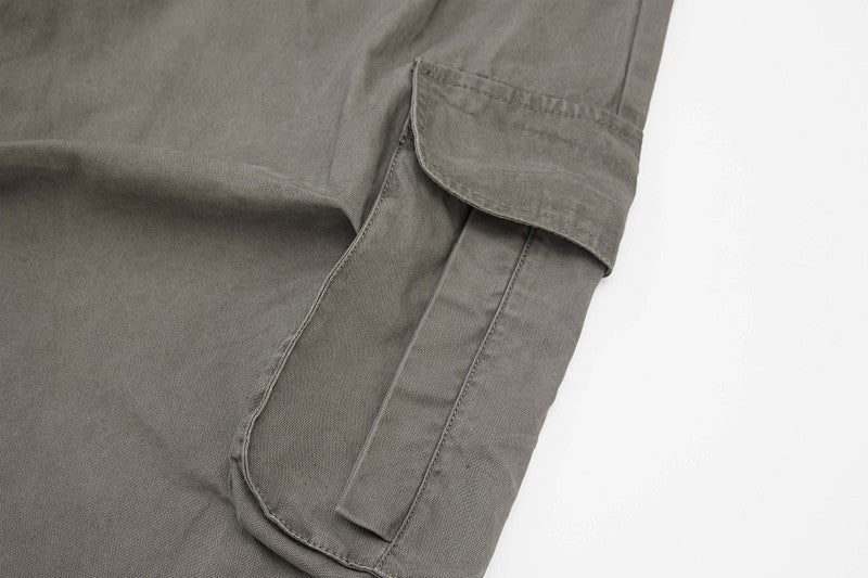 Yiaknis A-Line Cropped Trousers, Cargo Pockets, Grey and Light Grey