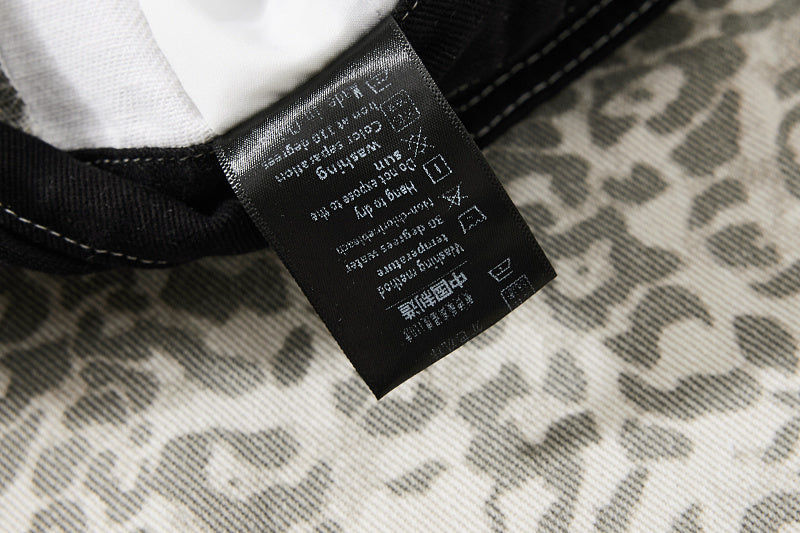 Yiaknis Leopard Print Overalls with Black Bib and Adjustable Straps