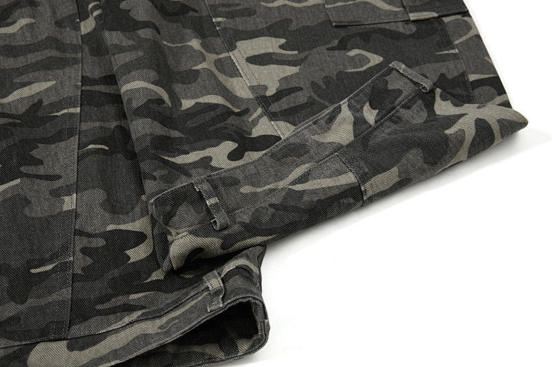 Yiaknis Camouflage Wide-Leg Overalls with Cargo Pockets