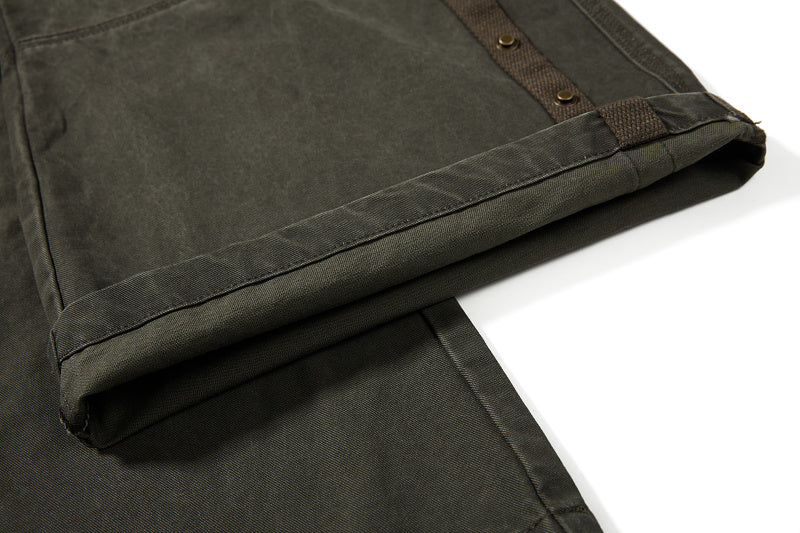 Yiaknis Wide-Leg Cargo Trousers, Pocket Straps, Dark Green and Khaki – photo 22