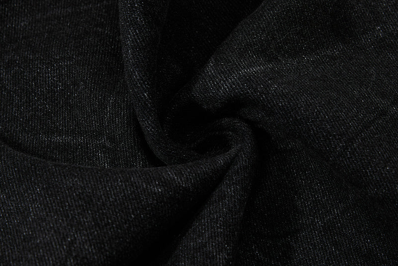 Yiaknis Black Washed Flared Jeans with Snake-Print Belt