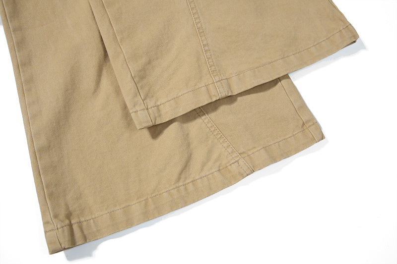 Yiaknis Khaki and Dark Grey Wide-Leg Cargo Trousers with Back Flap Pockets – photo 23