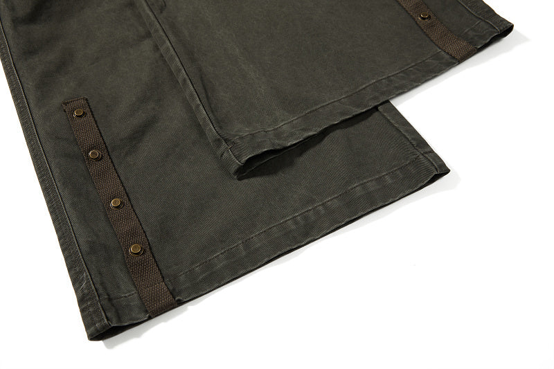 Yiaknis Wide-Leg Cargo Trousers, Pocket Straps, Dark Green and Khaki – photo 23